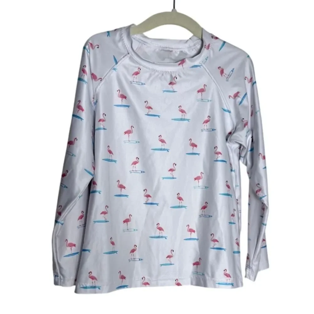 Kenny Flowers Flamingo Rash Gaurd Kids Sz. 9/10
